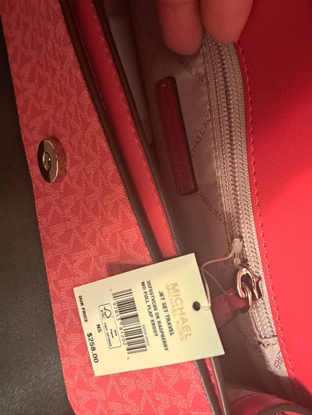 Michael Kors Dark Rasberry Med Signature MK Crossbody Shoulder Bag NWT